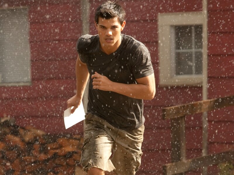 Man Running in Rain — Red