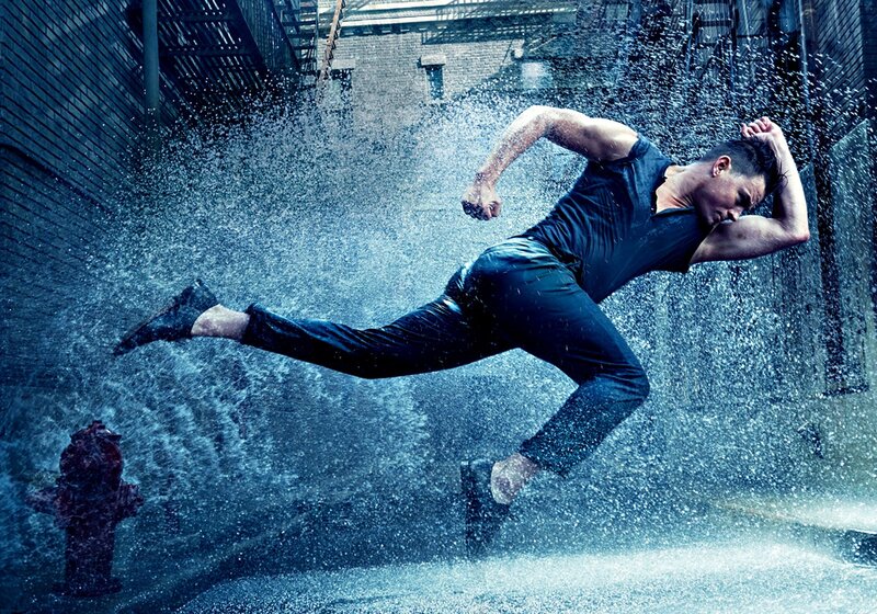 Man Running in Water — Blue