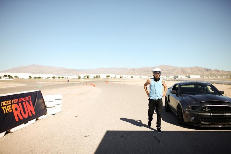 Man running on racetrack