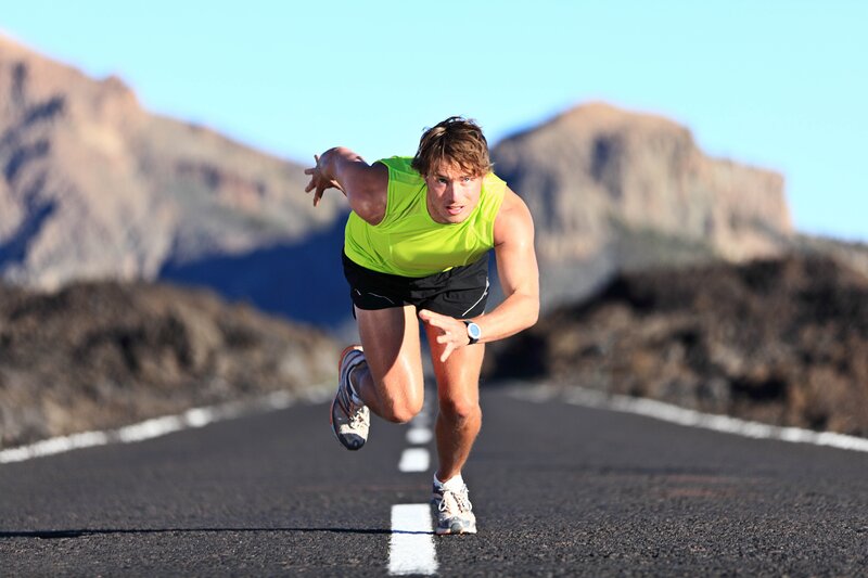 man running on road