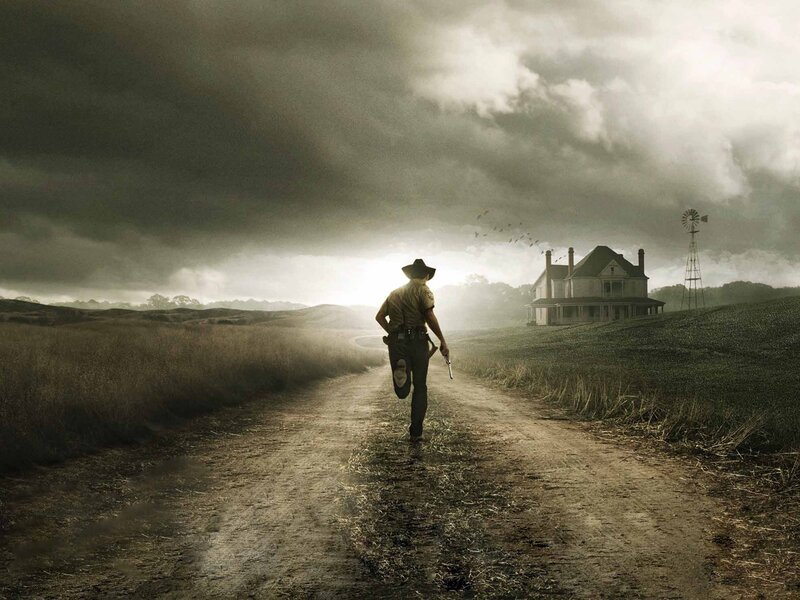 Man running toward house