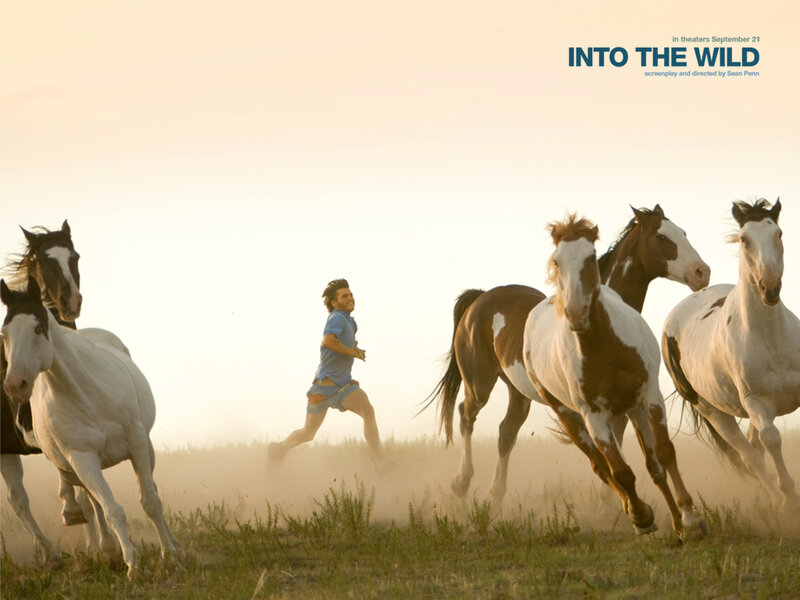 Man Running with Horses — White, Dynamic, Sunset, Photograph, Dust