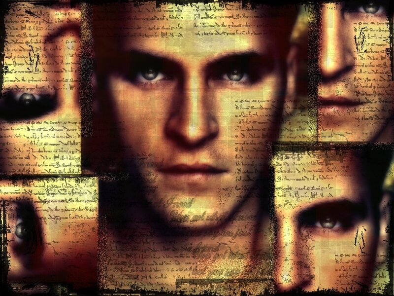 Man's Face Collage — Brown, Dark
