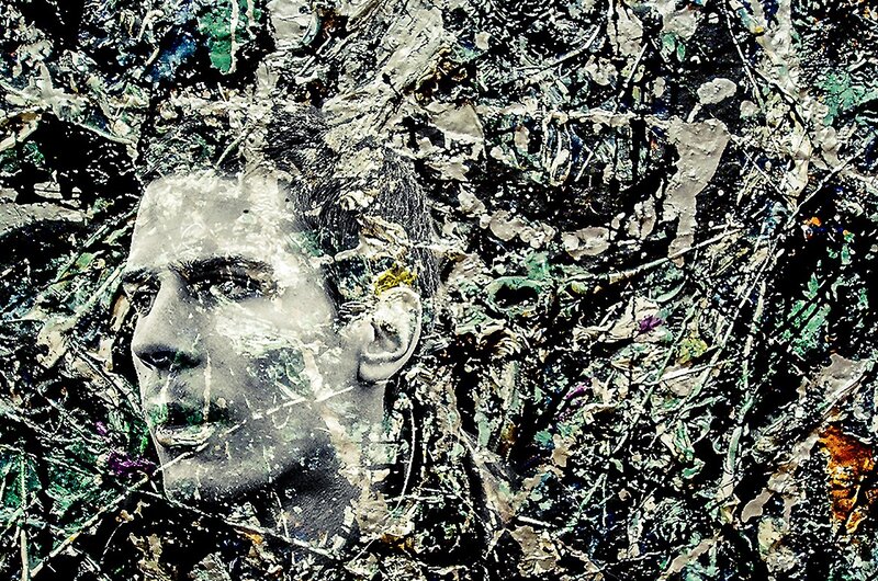 Man's Face in Collage