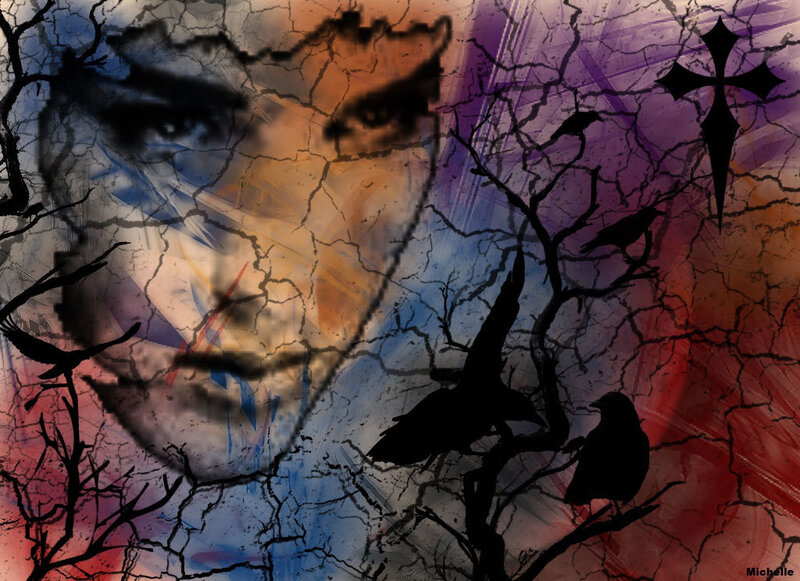 Man's Face in Cracked Texture