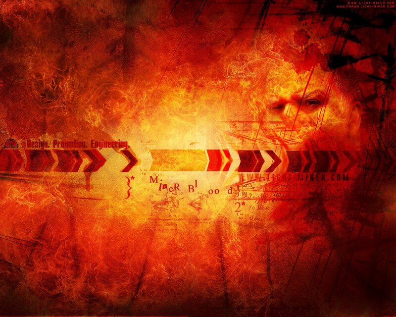Man's Face in Flames — Red