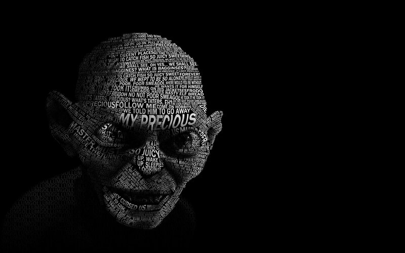 Man's Face in Text — Black, Dramatic