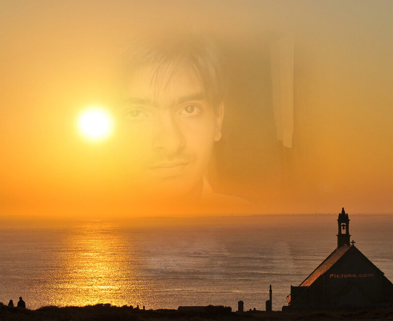 Man's Face over Sunset