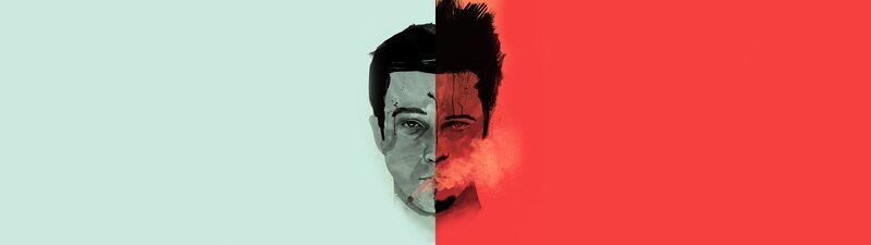Man's Face Split in Half — Red, Dramatic, Illustration