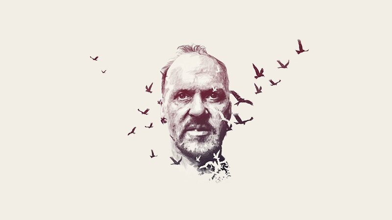 Man's Face with Birds