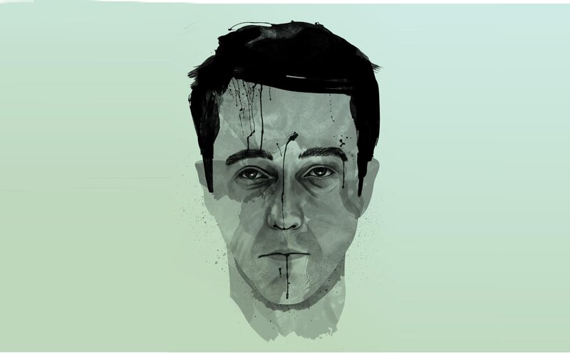 Man's Face with Black Drips