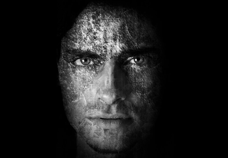 Man's Face with Cracked Texture