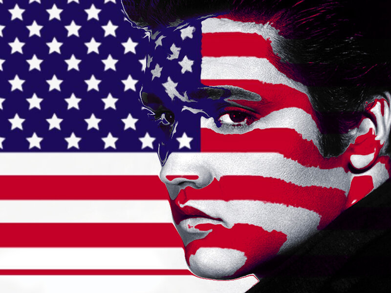 Man's Face with Flag