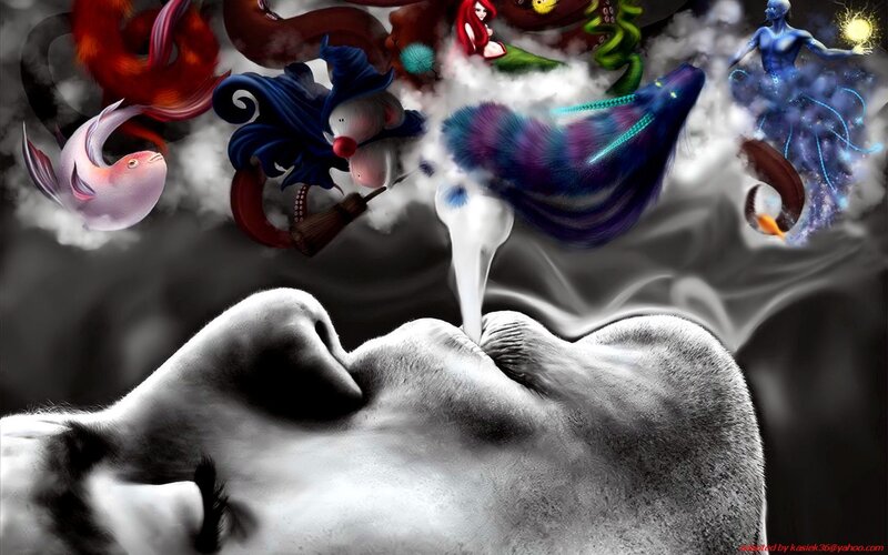 Man's Face with Smoke — Black