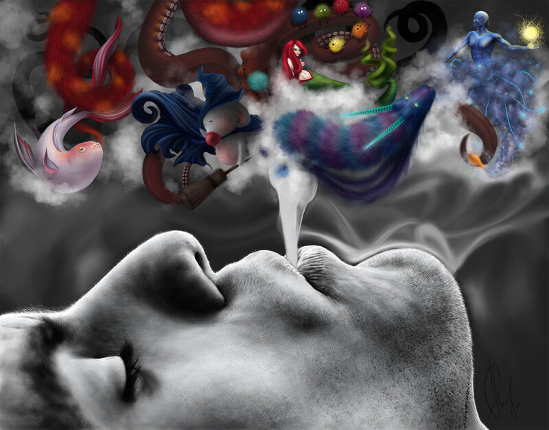 Man's Face with Smoke