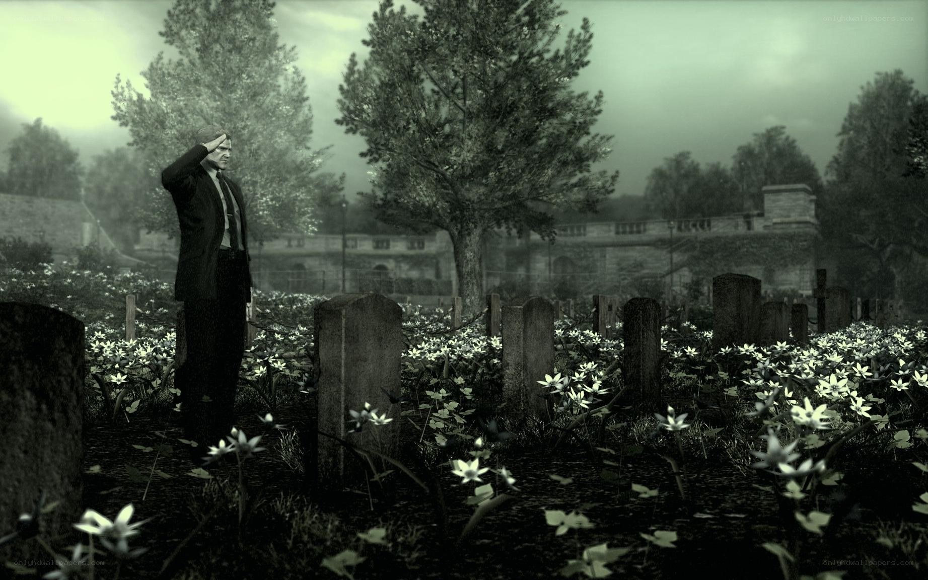 man saluting in a cemetery