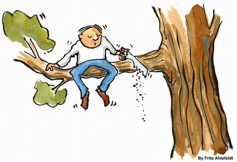 Man Sawing Tree Branch