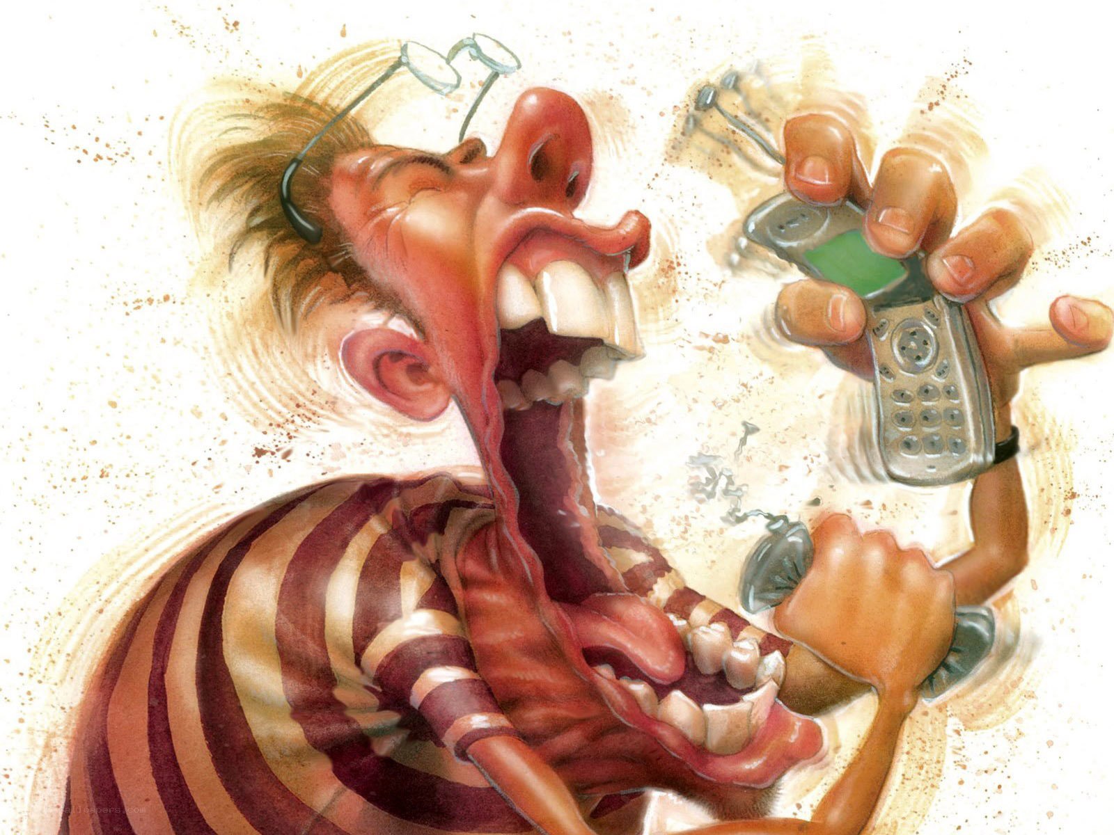 man screaming at phone