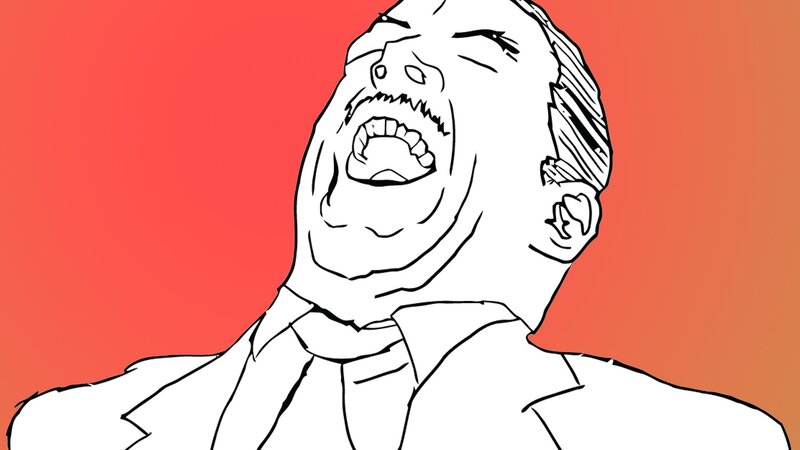Man Screaming in Suit — Red