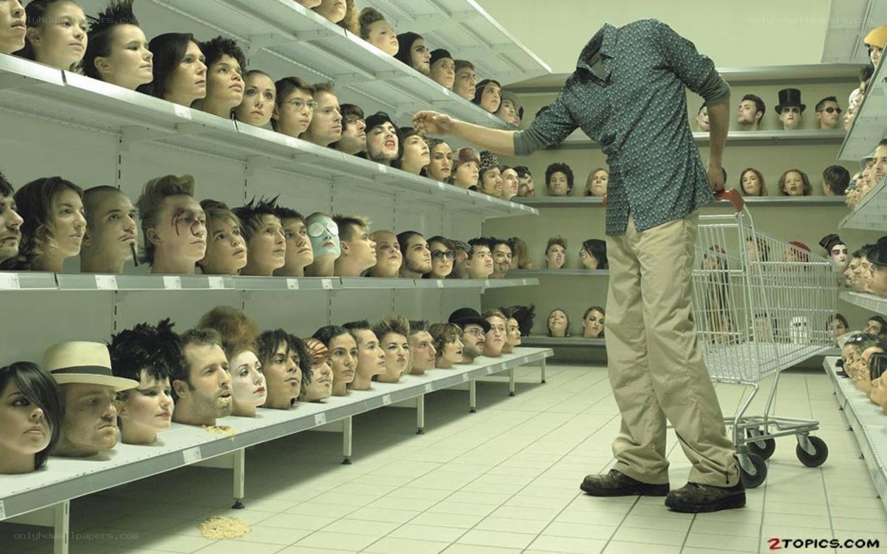 Man shopping for heads