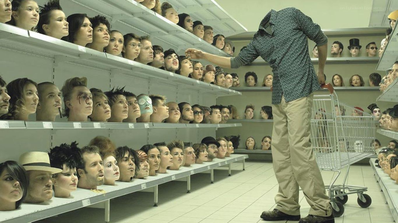 Man shopping for heads