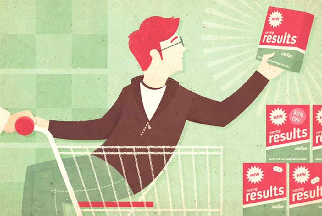 man shopping for results