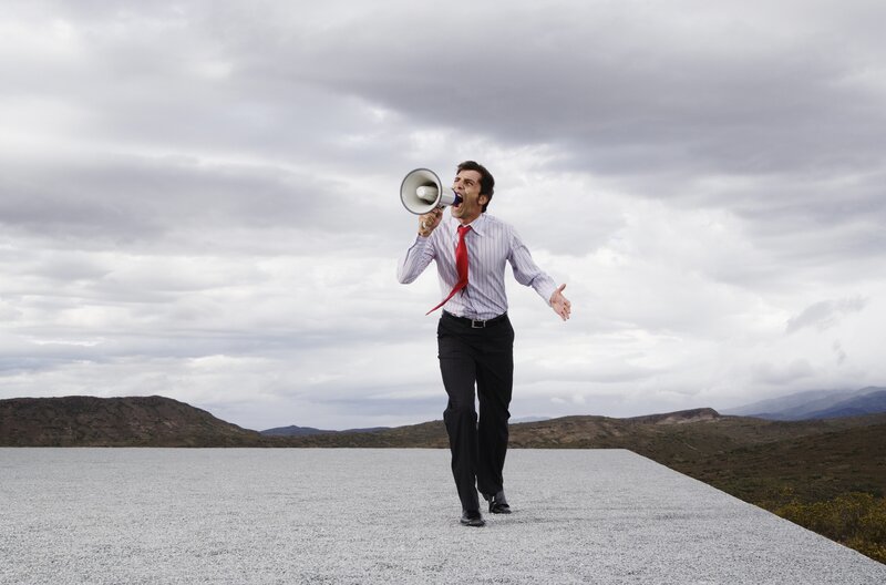 Man shouting with megaphone