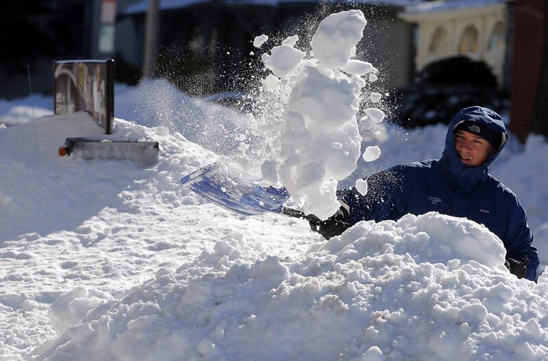 Man Shoveling Snow — White
