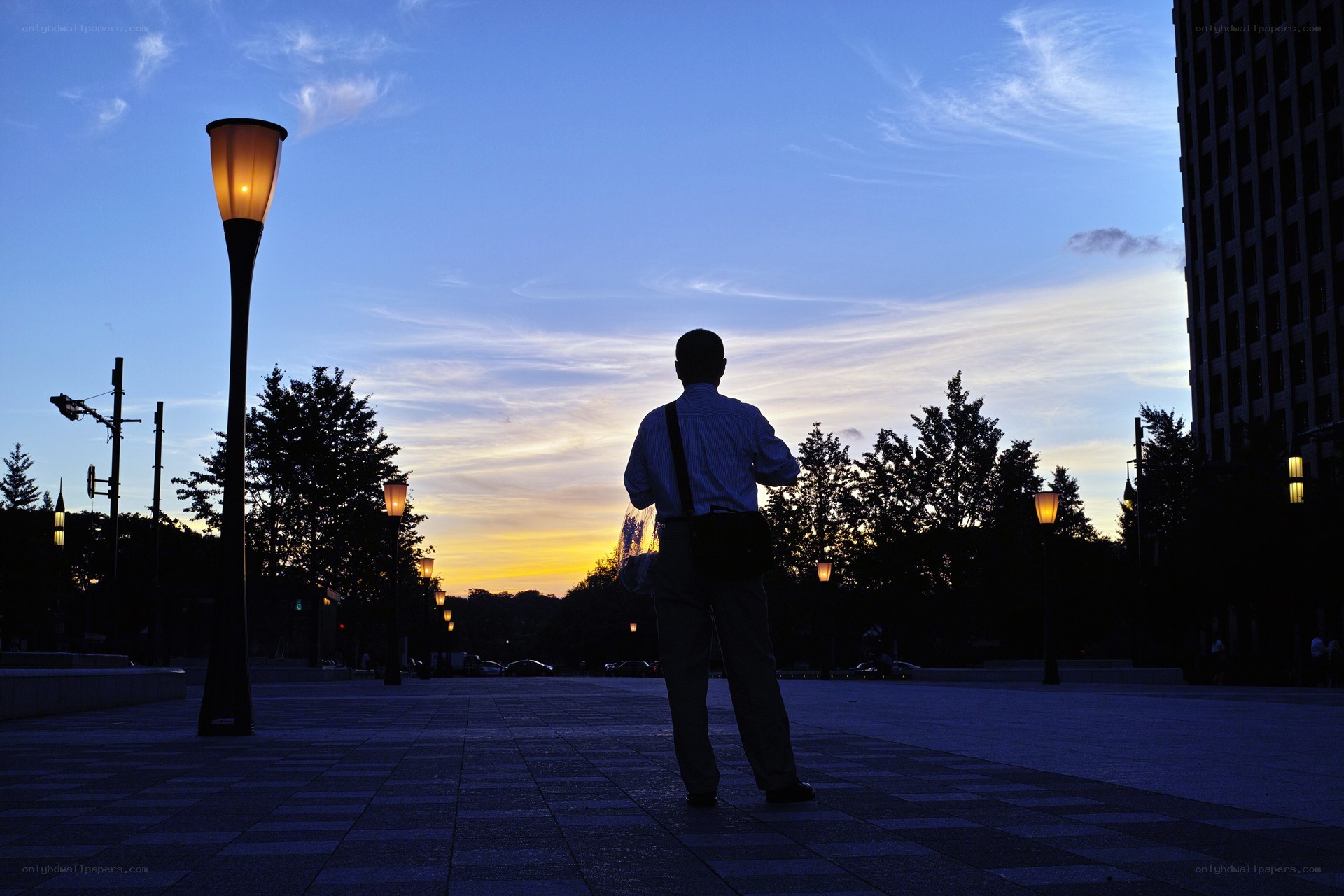 Man silhouetted at dusk