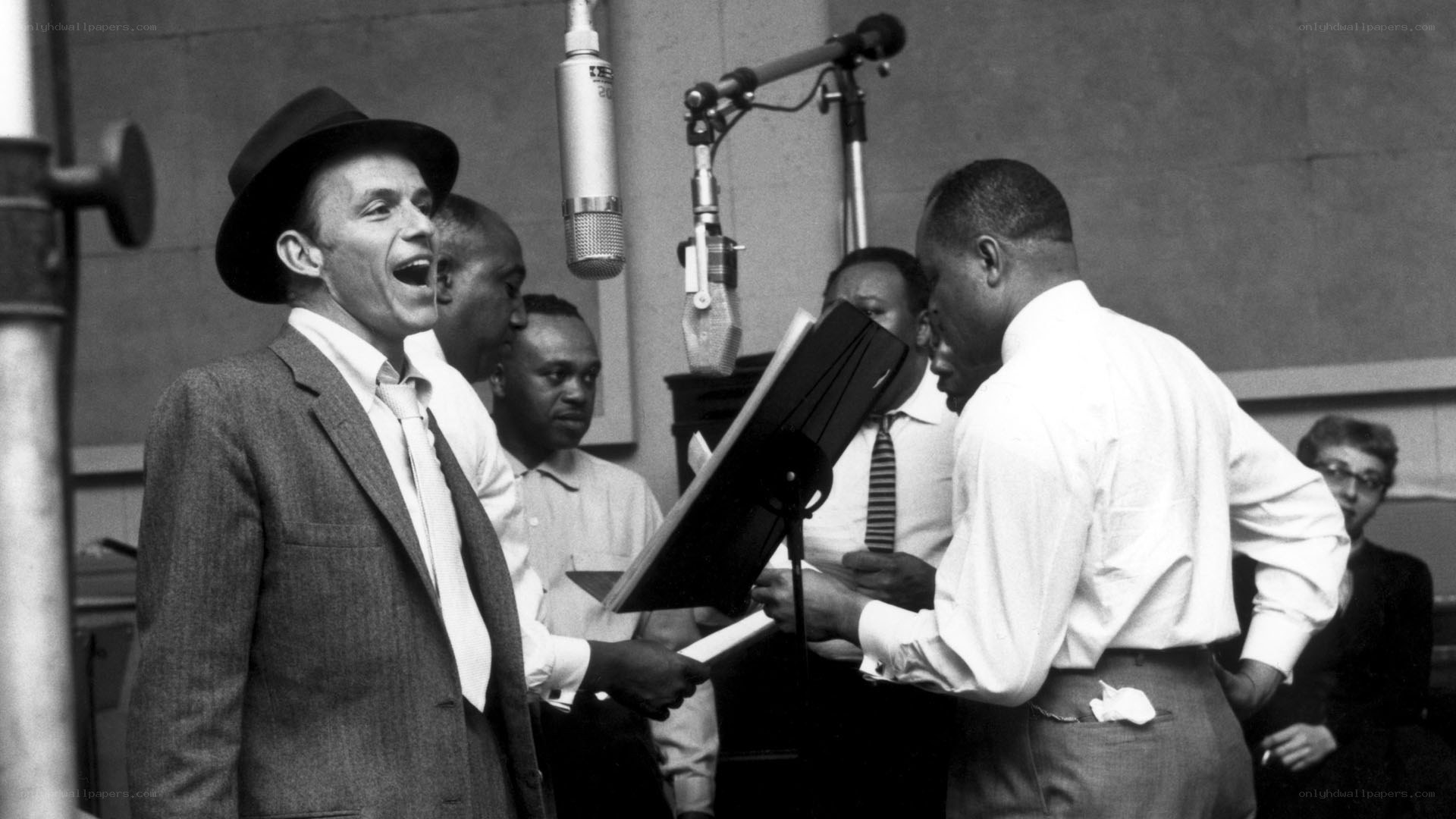 Man singing in recording studio