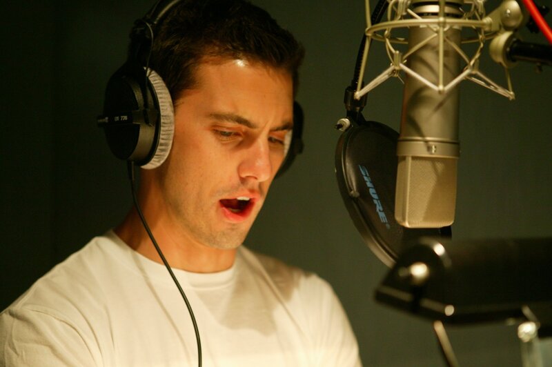 Man Singing in Studio — White