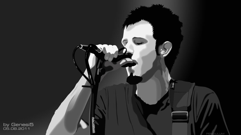 Man Singing into Microphone — Black, Dramatic, Digital Art