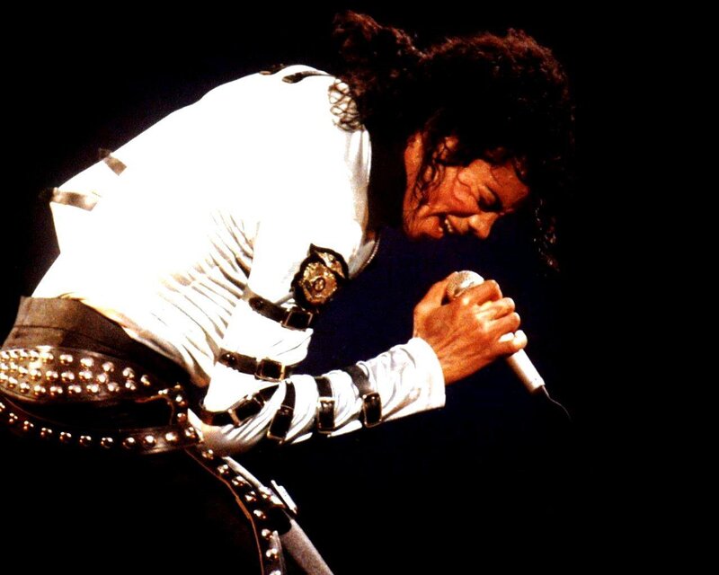 Man Singing into Microphone — Black, Dramatic, Night, Photograph, White Shirt