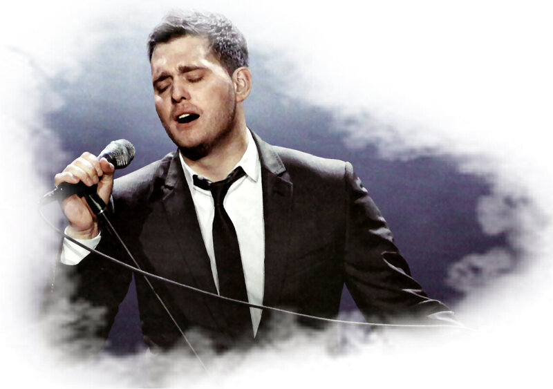 Man Singing into Microphone — Black, Dramatic, Photograph, Suit