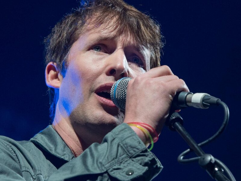 Man Singing into Microphone — Blue, Dramatic, Night, Photograph, Stage Light, Bracelet