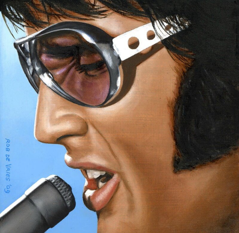 Man Singing into Microphone — Blue, Dramatic, Painting