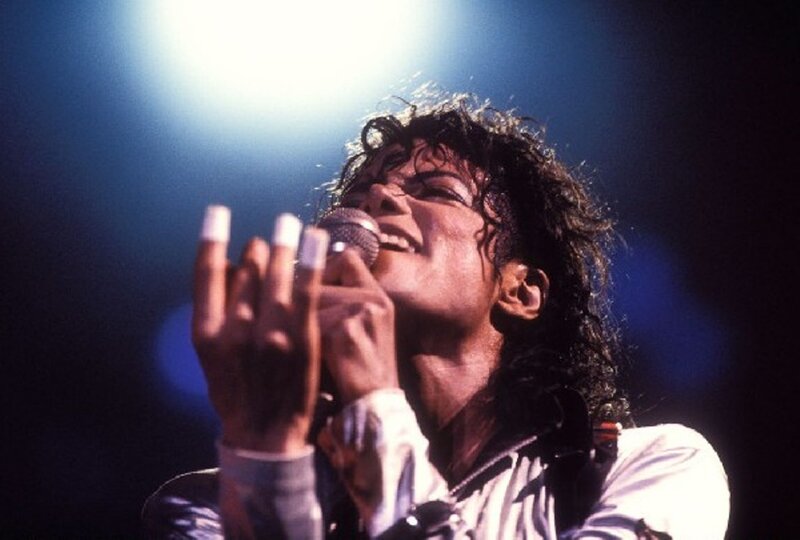 Man Singing into Microphone — Blue, Dramatic