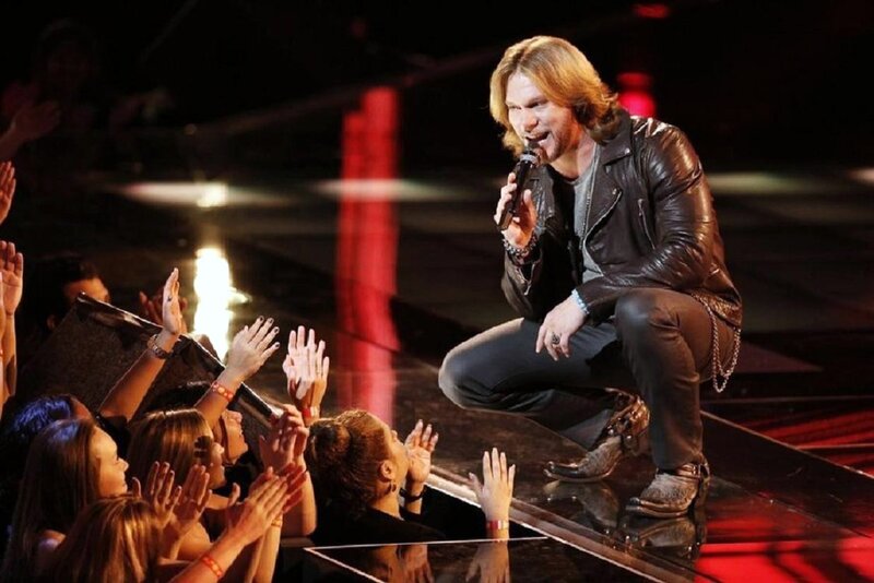 Man Singing on Stage — Black, Energetic, Night, Photograph, Audience