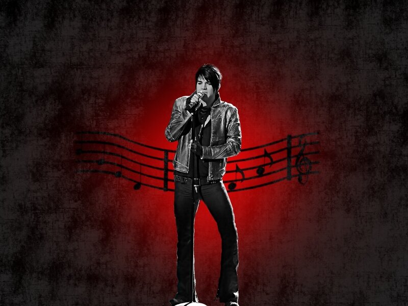Man Singing on Stage — Red