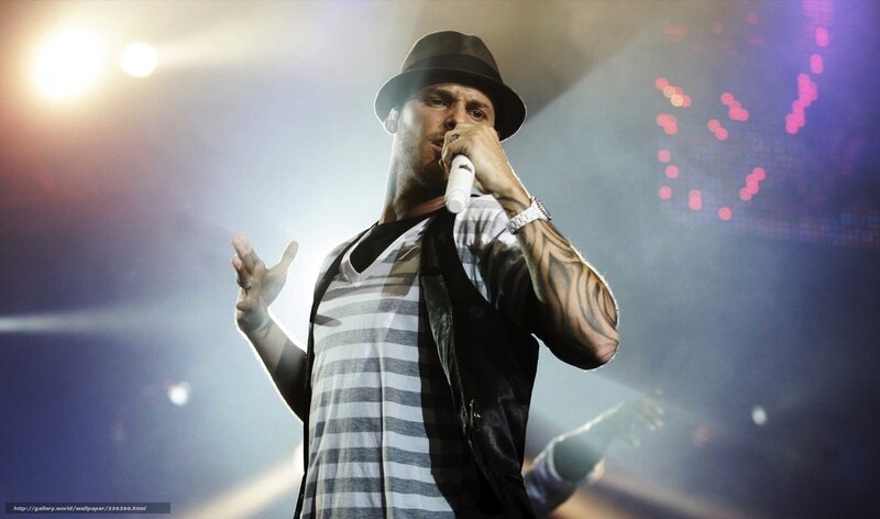 Man Singing on Stage — White, Dramatic