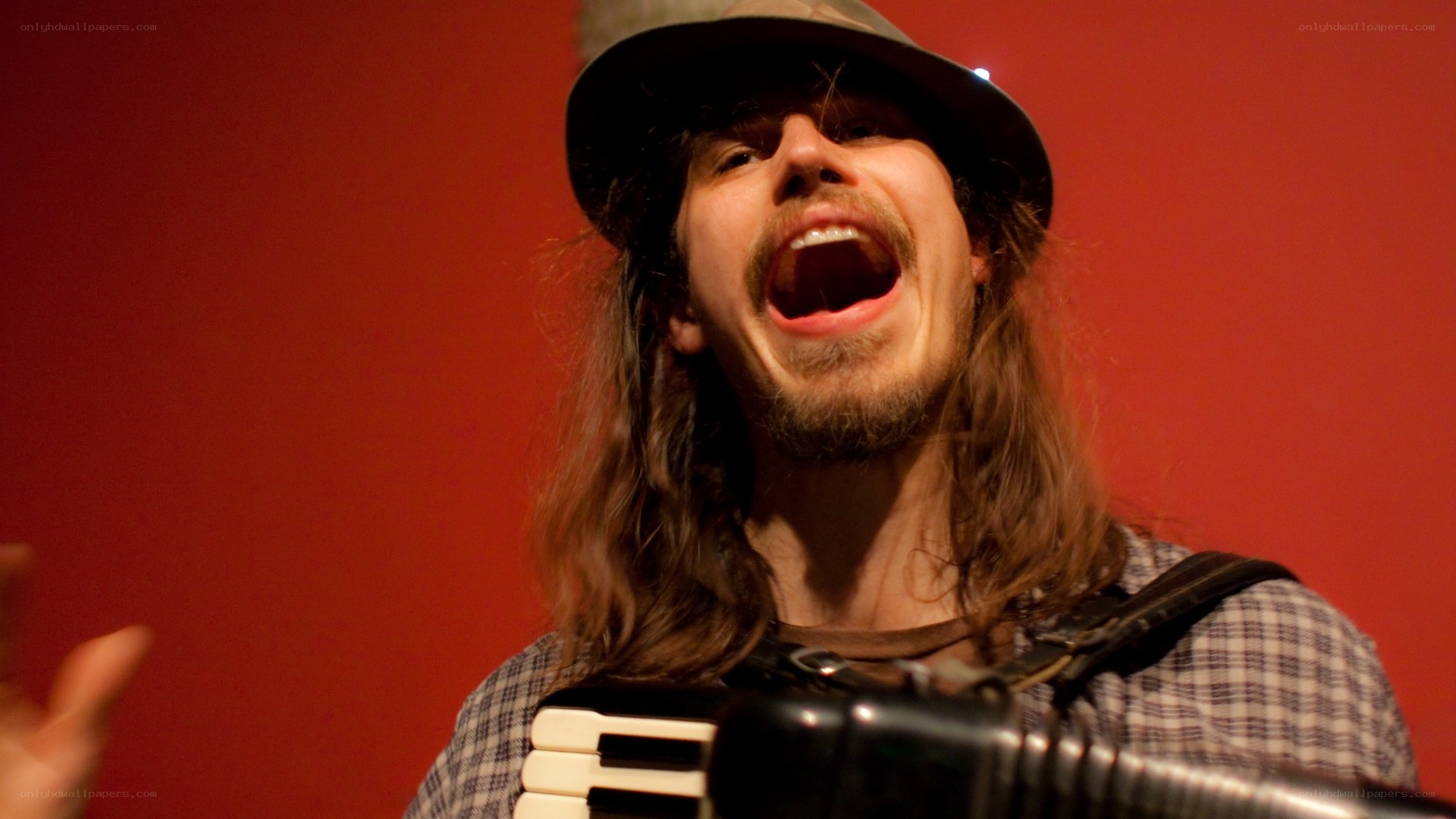 man singing with accordion