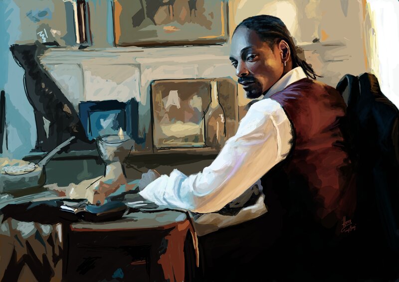 Man Sitting at a Desk — Brown