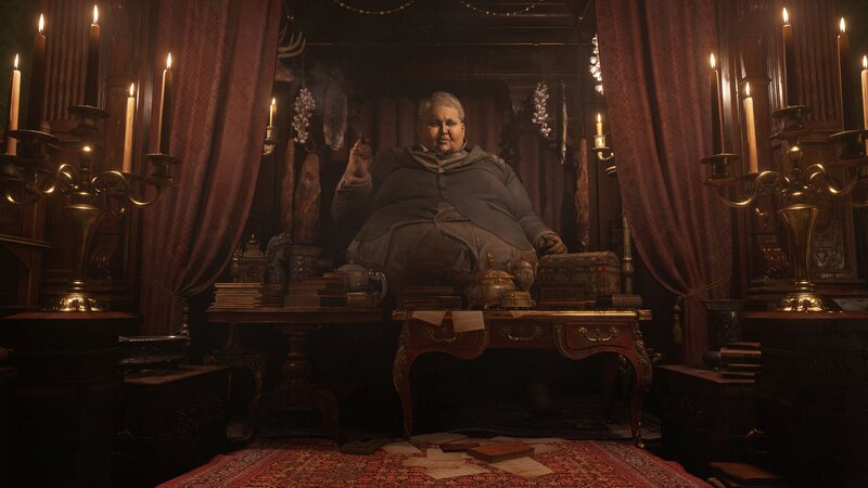 Man Sitting at Desk — Red