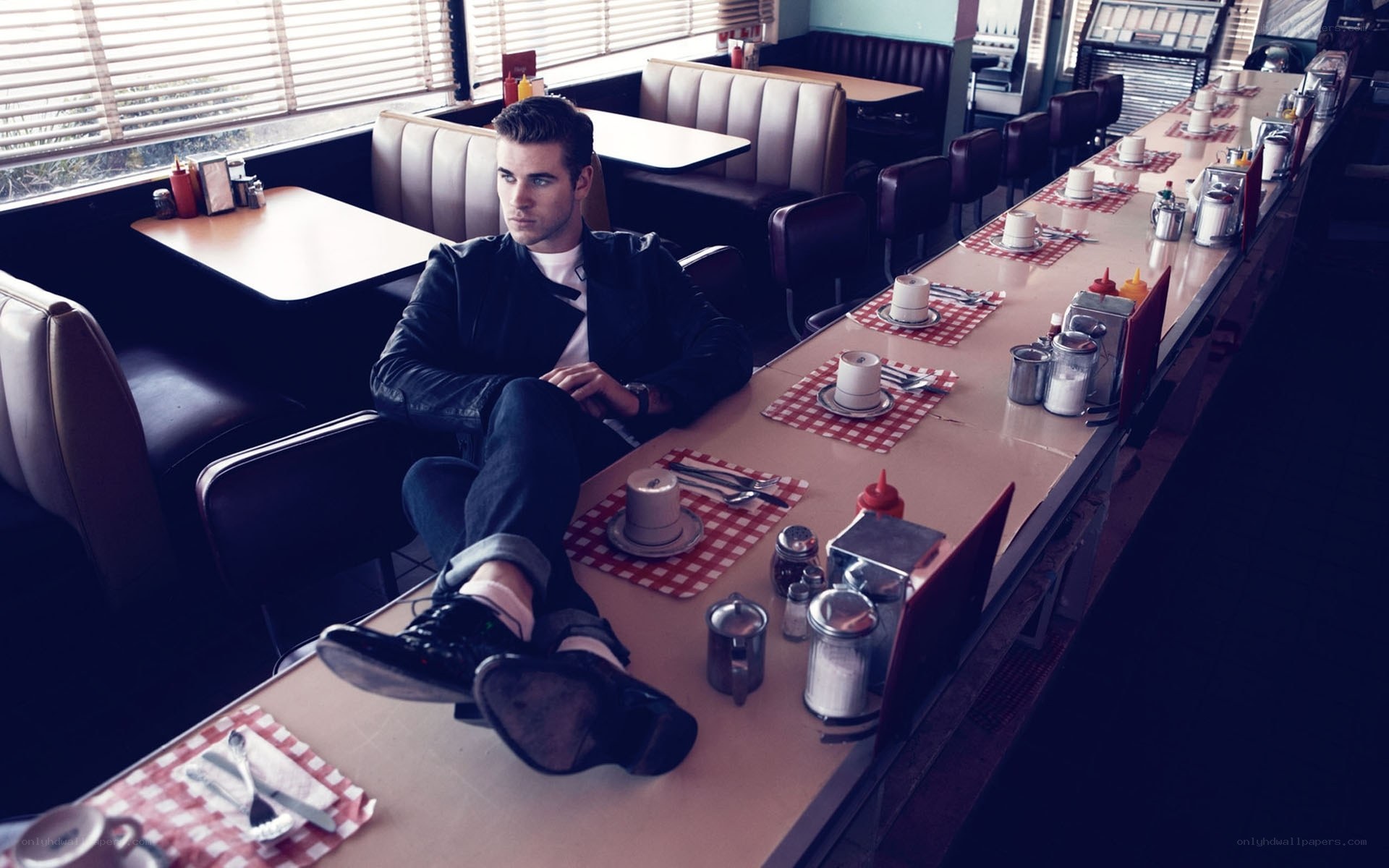 Man sitting in a diner