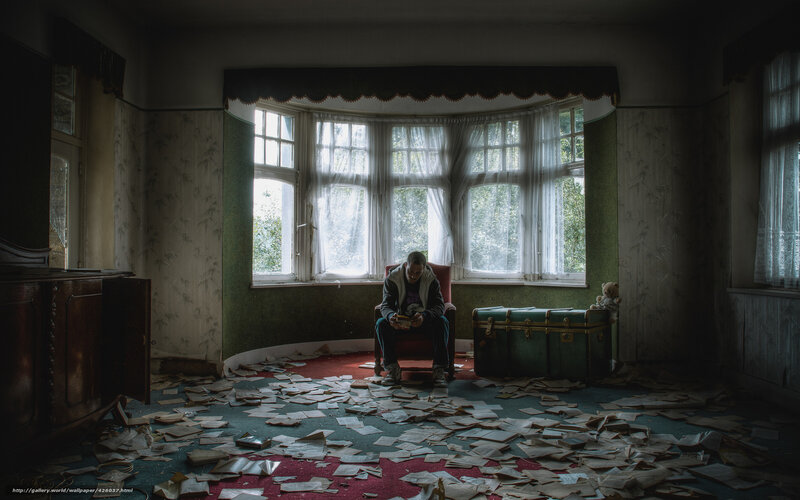 Man Sitting in Chair — Green
