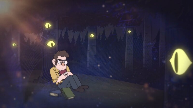 Man Sitting in Forest — Dark Blue