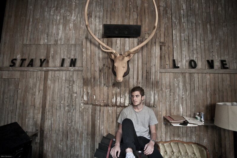 Man sitting in rustic room