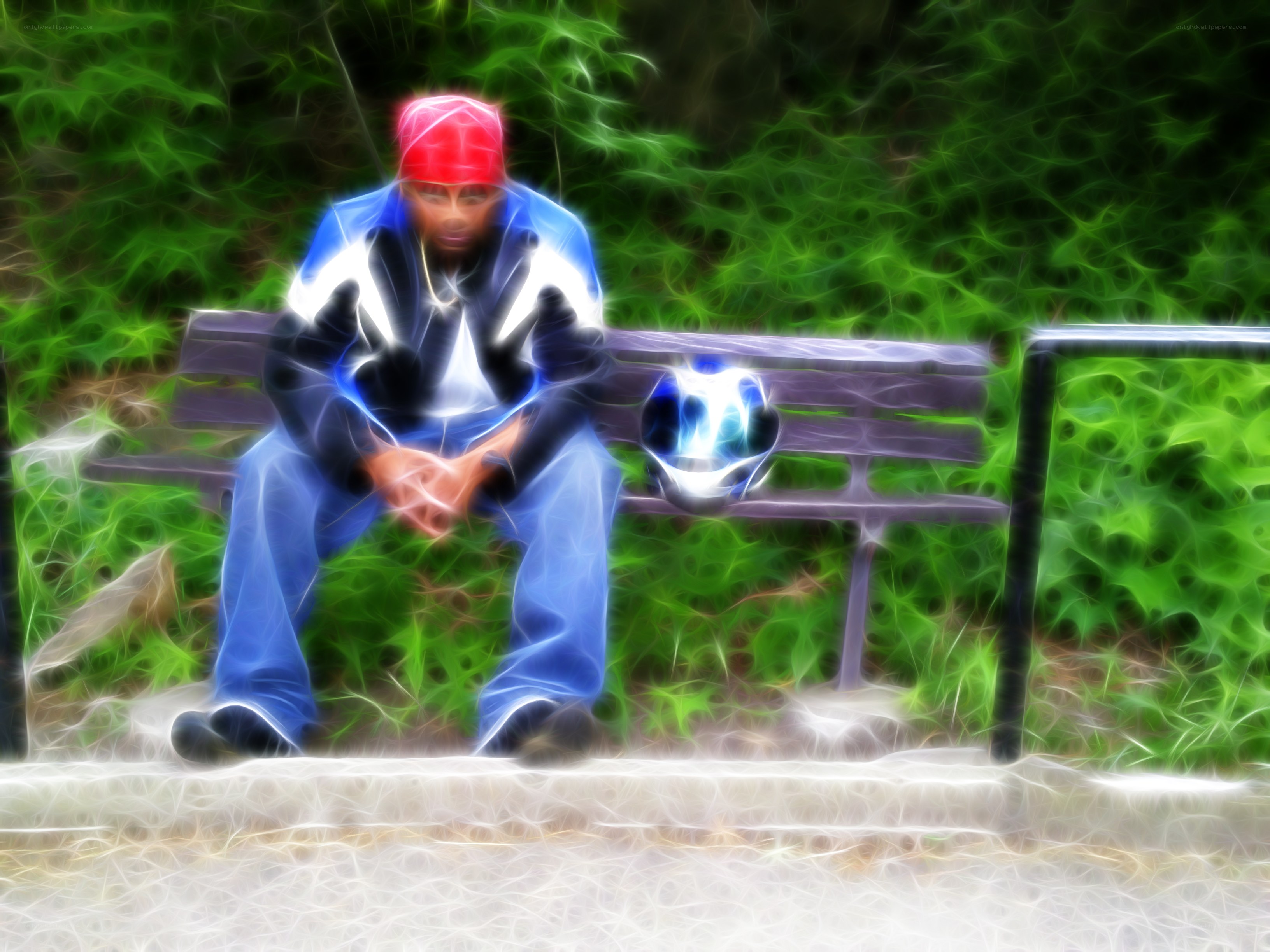 Man sitting on a park bench