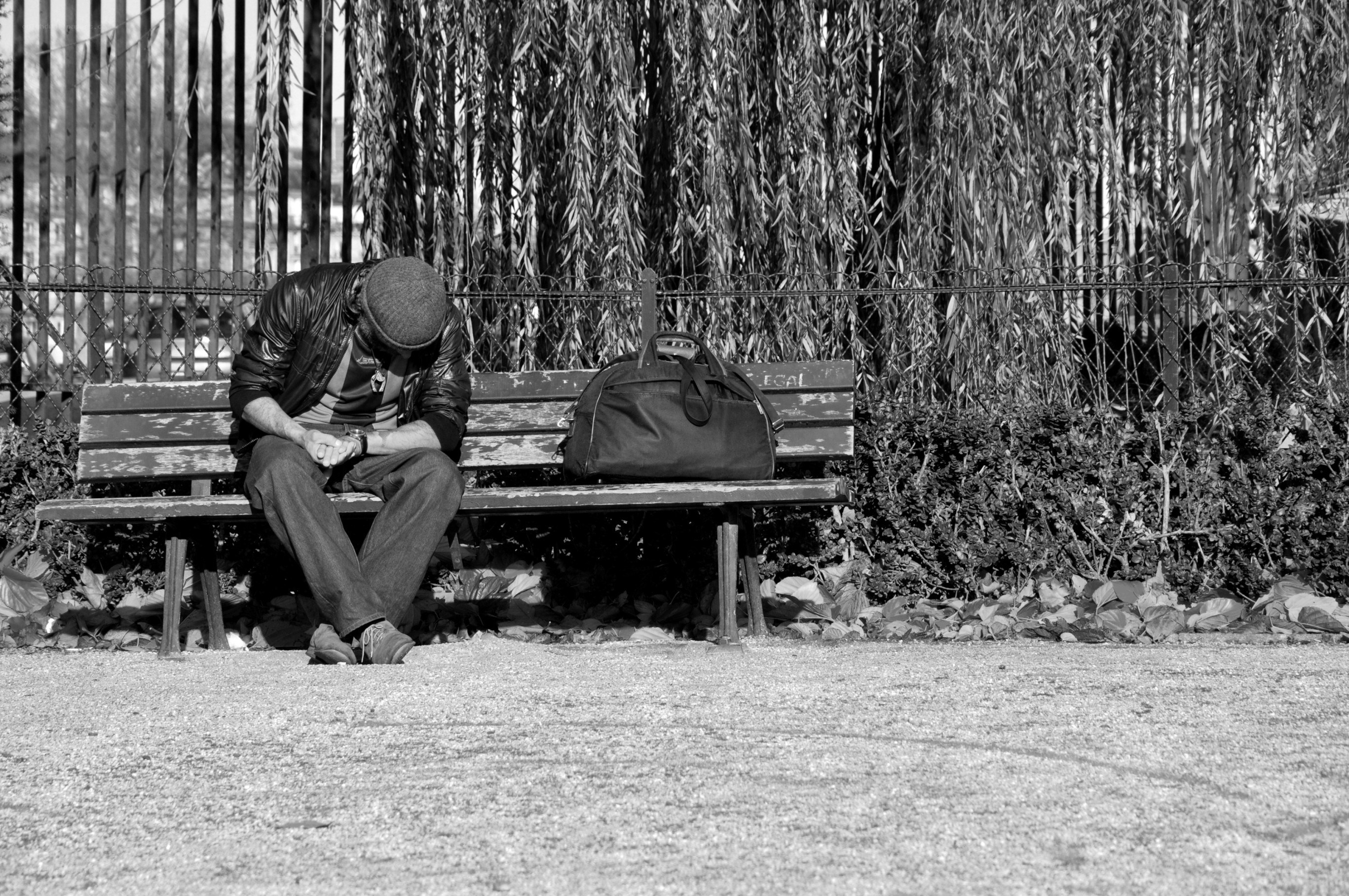 Man sitting on a park bench