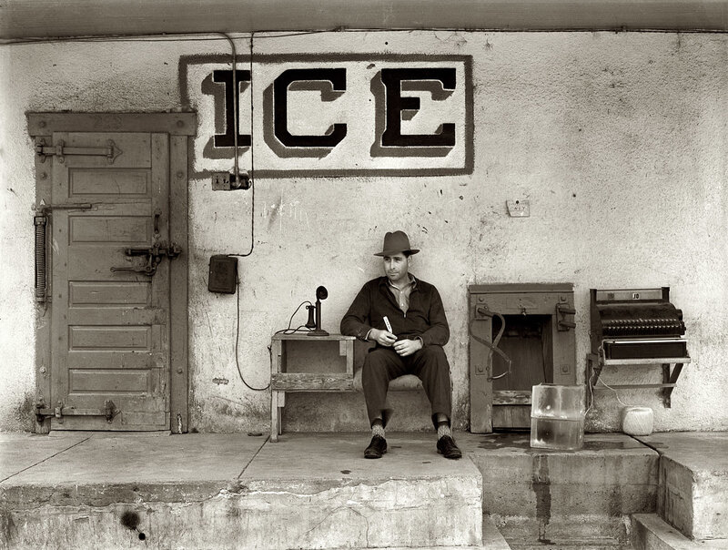 Man Sitting on Bench — Black, Calm